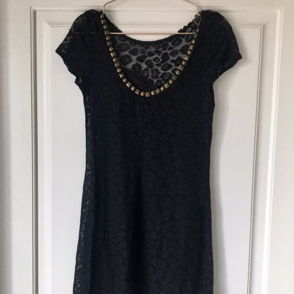 Leopard Print Black Dress